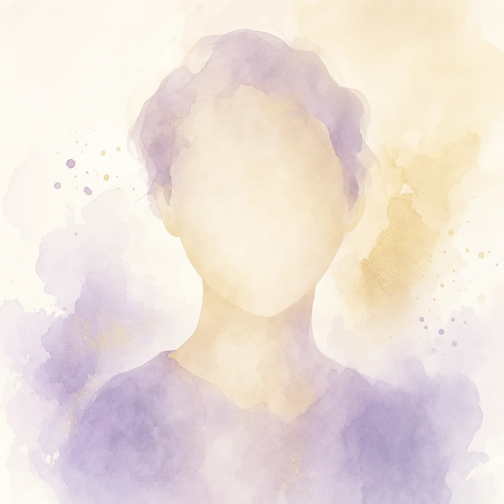 Warmes Aquarell-Portrait in Champagner- und Lavendeltönen